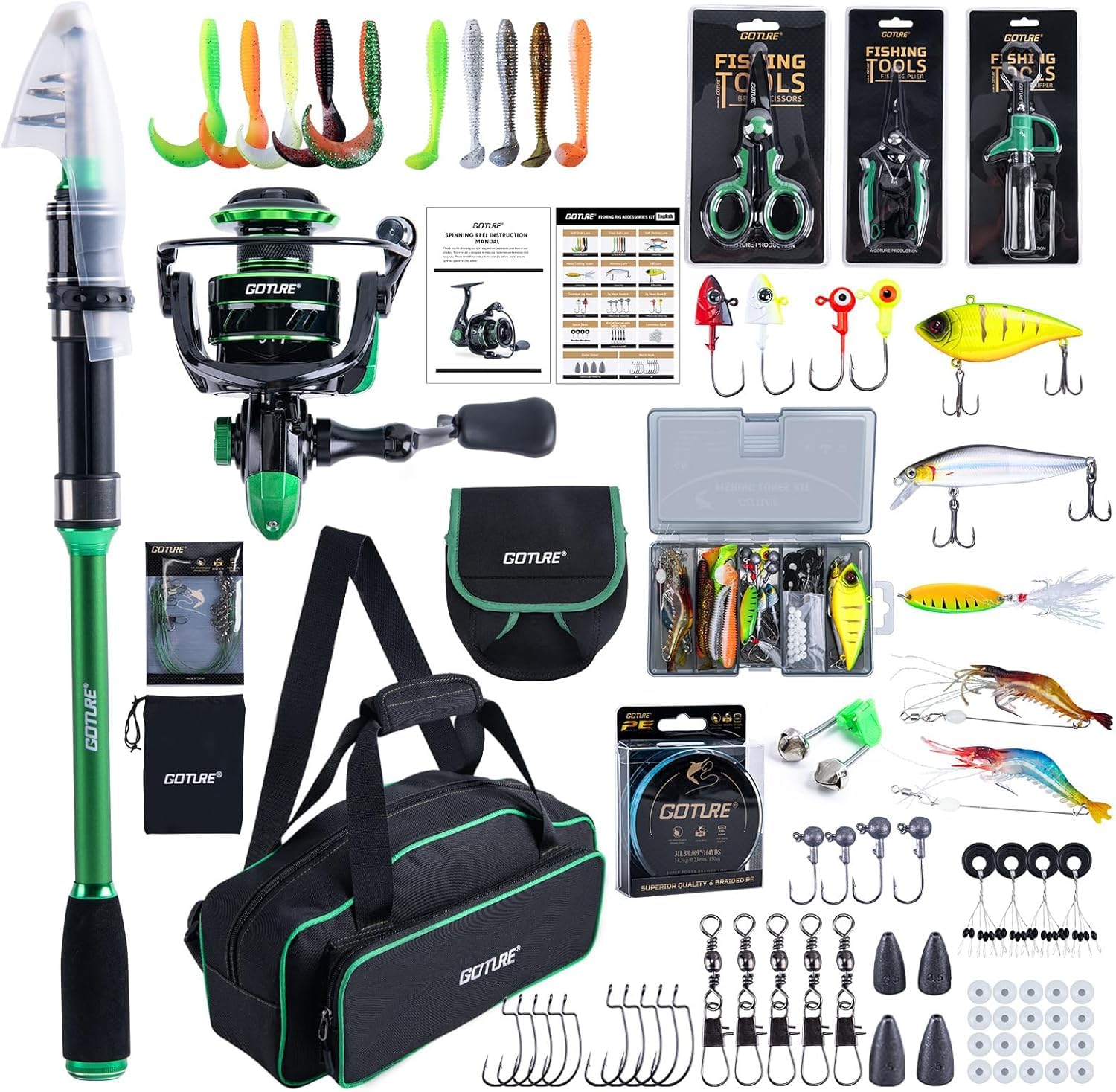 Fishing Lure Making Kit - Goture 1.8M-2.7M Carbon Telescopic Fishing Rod