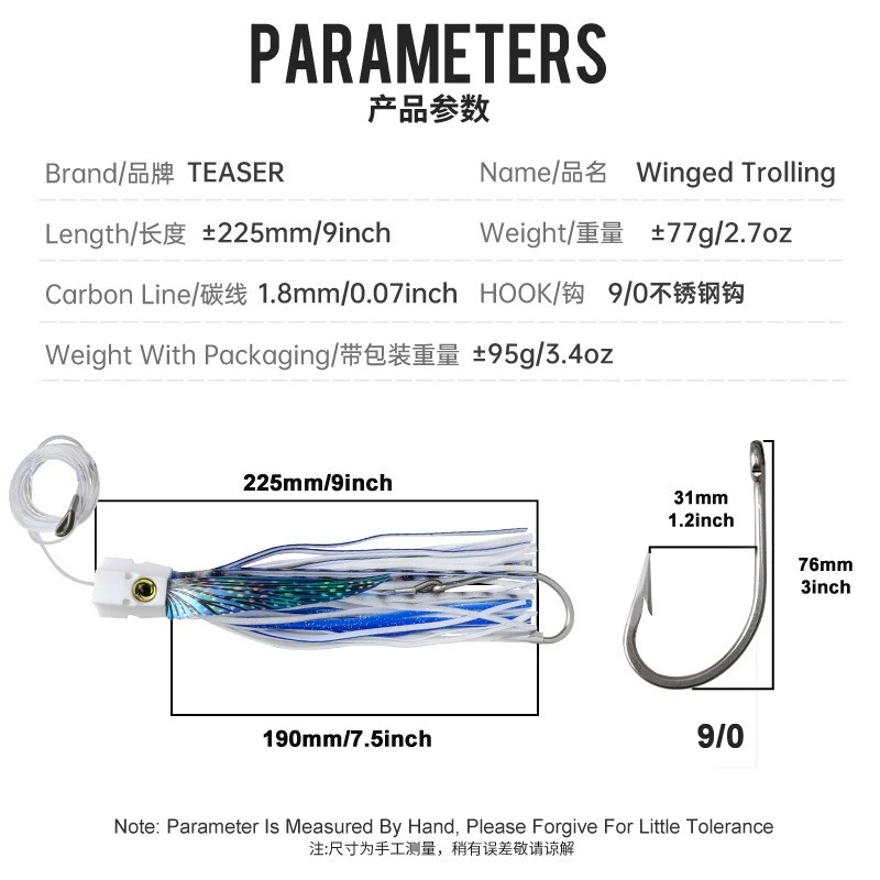 1PC 77g225mm Big Game Winged T - Fishing Lure Buzzbait recension och pris